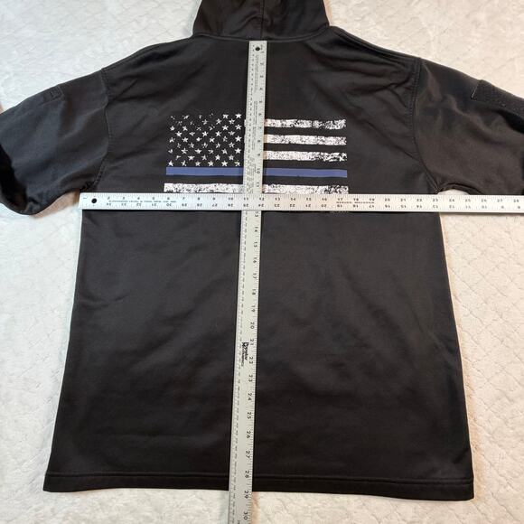 Rothco Thin Blue Line Concealed Carry Hoodie Black Pass-Through Pocket Men Sz Lg - Picture 6 of 6